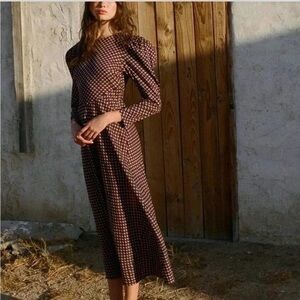 Doen Chocolate Checkered Midi Dress